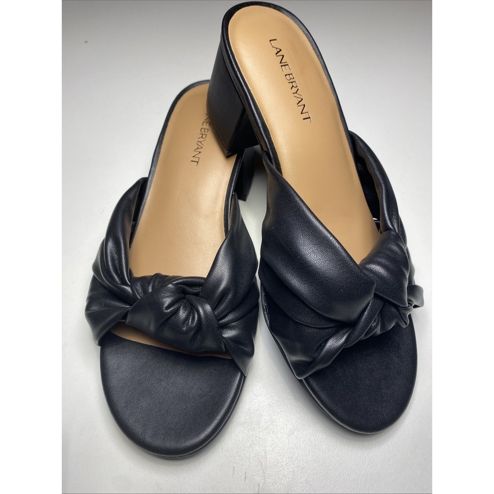 Career Lane Bryant Women's 7 Wide Twist-Front Block Heel Sandals Faux Leather 7W